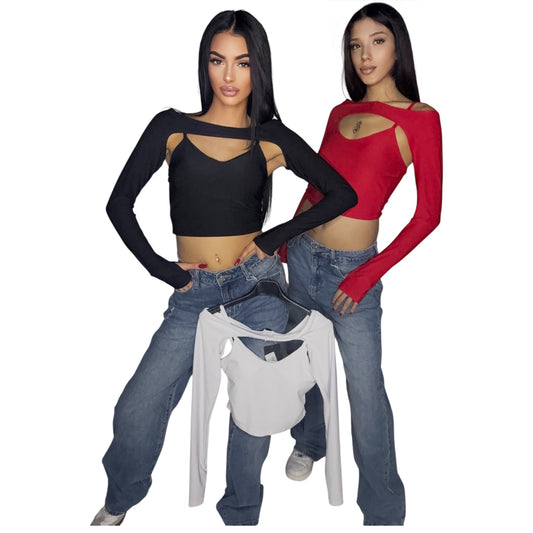 CROP TOP CON COPRISPALLE